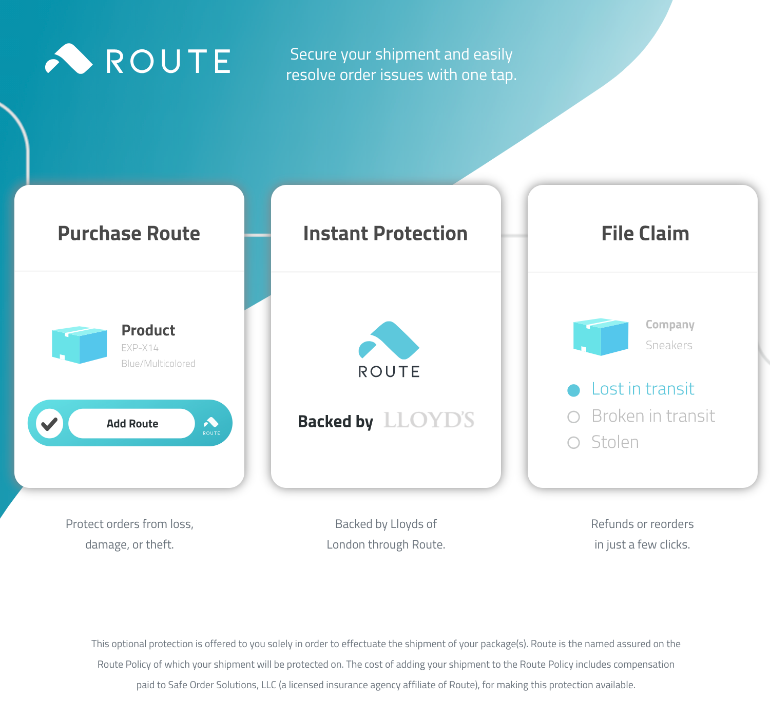ROUTE+ SHIPPING PROTECTION & VISUAL TRACKING