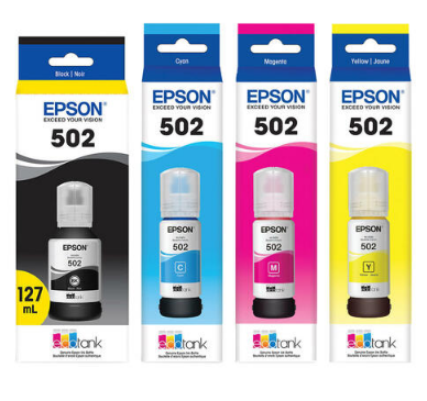 Epson T502 T502120 T502220 T502320 T502420 EcoTank Original Ink Bottle Combo BK/C/M/Y