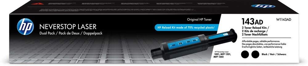 HP 143AD Black Toner Reload Kit, 2 Pack
