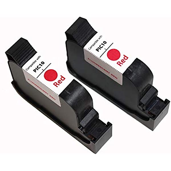 Francotyp Postalia PostBase PIC10 Remanufactured Fluorescent Red Ink Cartridge 2/Pack