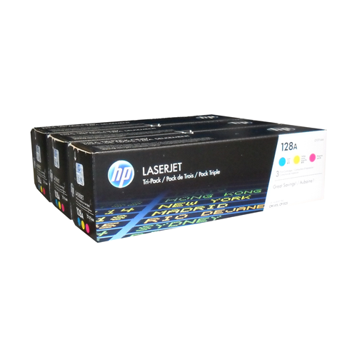 HP 128A (CF371AM) Cyan, Magenta & Yellow Original LaserJet Toner Cartridges, 3 Pack